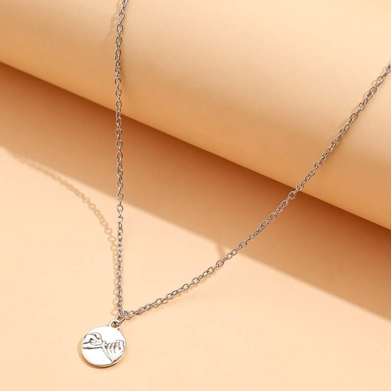 

Coin Pendant Necklace, Silver