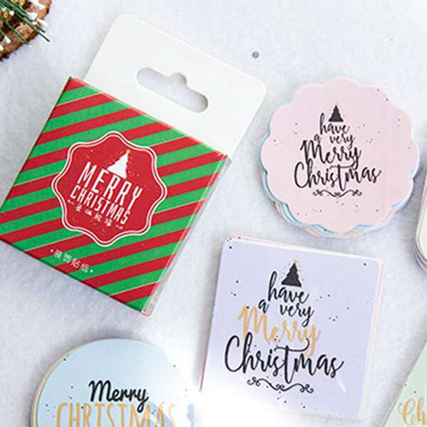 

46pcs Christmas Pattern Random Sticker, Multicolor