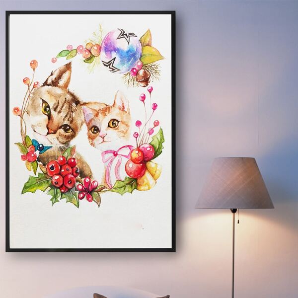 

Cat Print DIY Diamond Painting Without Frame, Multicolor