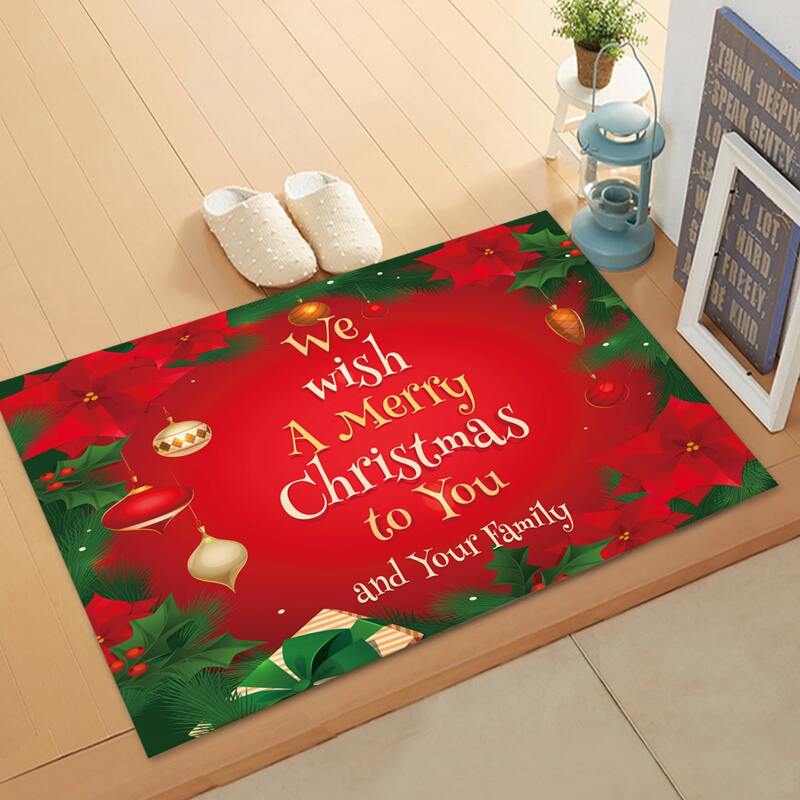 

Christmas Slogan Graphic Floor Mat, Red