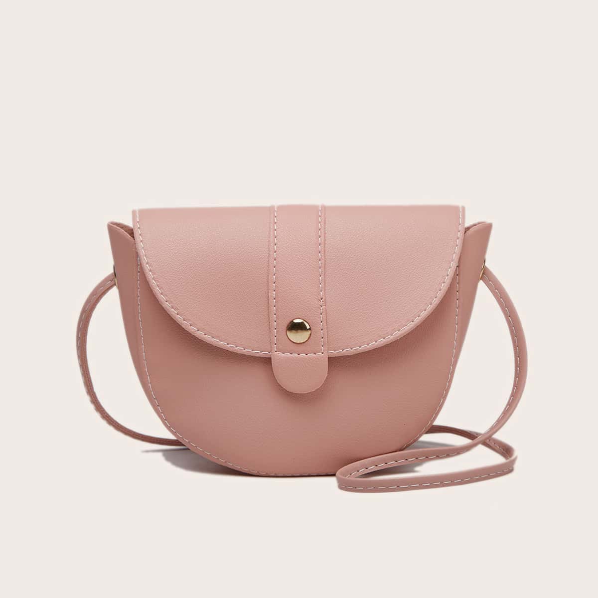 

Studded Decor Saddle Bag, Pink