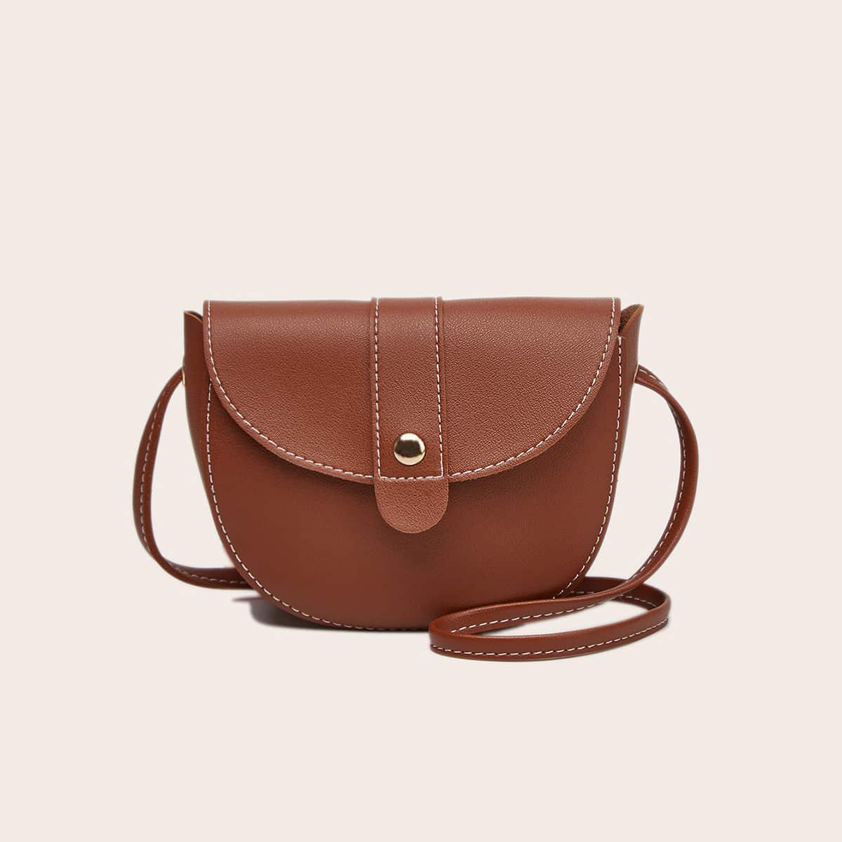 

Studded Decor Saddle Bag, Brown