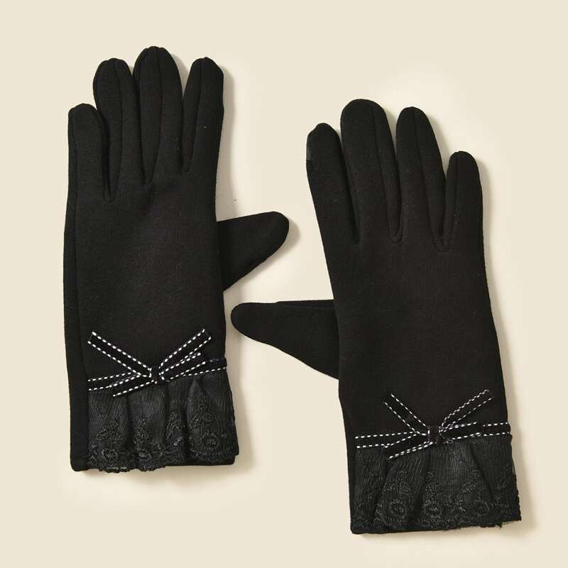 

Lace Detail Gloves, Black