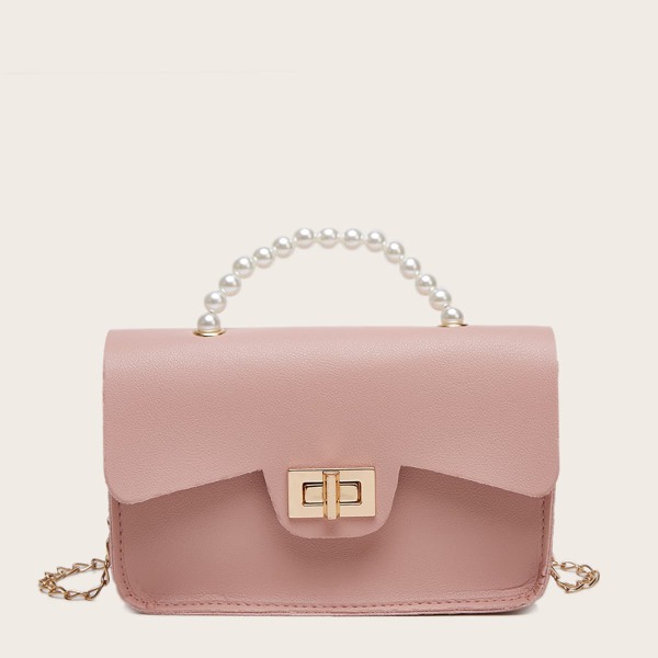 

Twist Lock Chain Satchel Bag, Pink