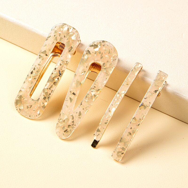 

4pcs Acrylic Hair Clip, Yellow