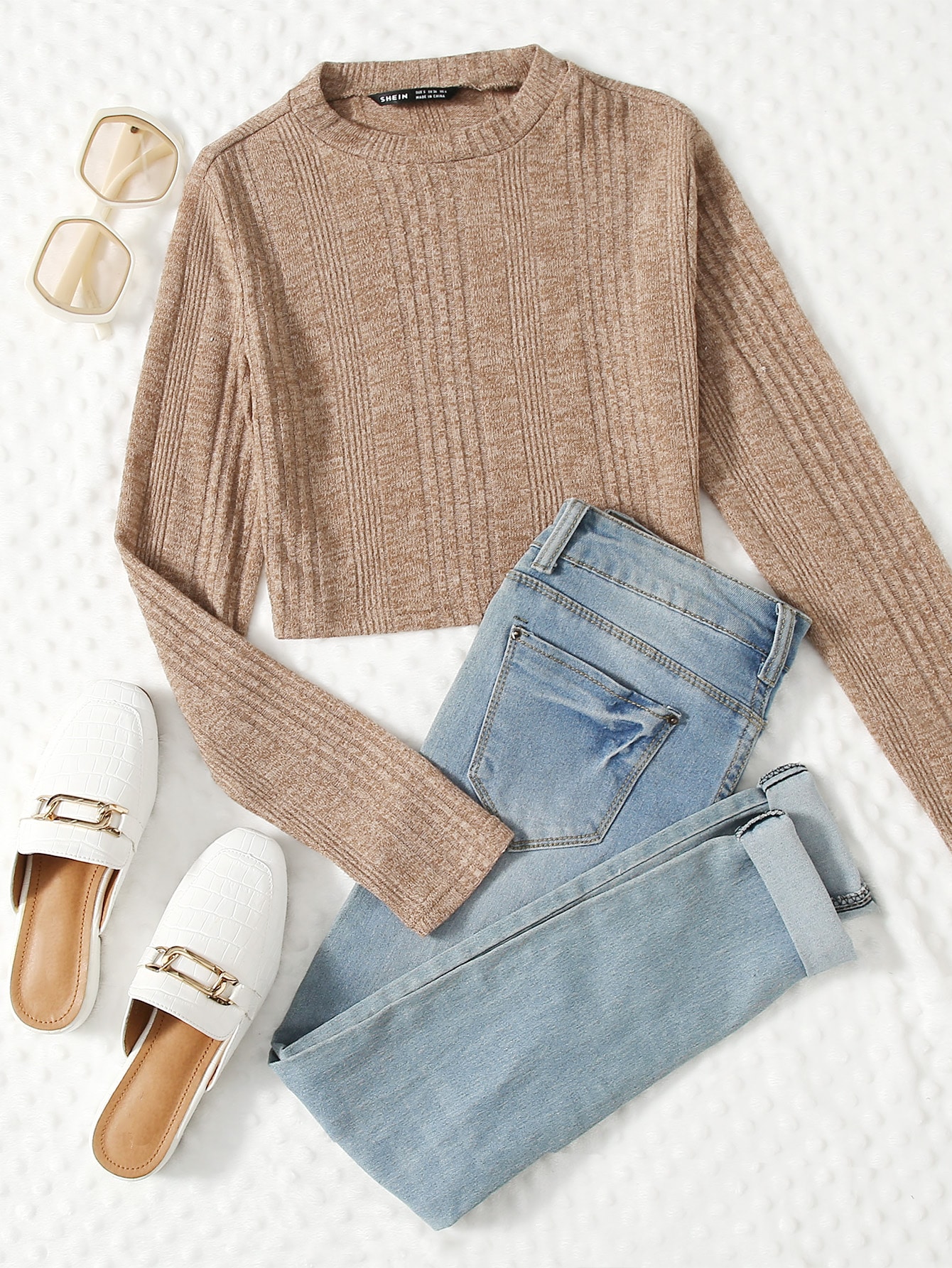 Solid Rib-knit Crop Tee thumbnail