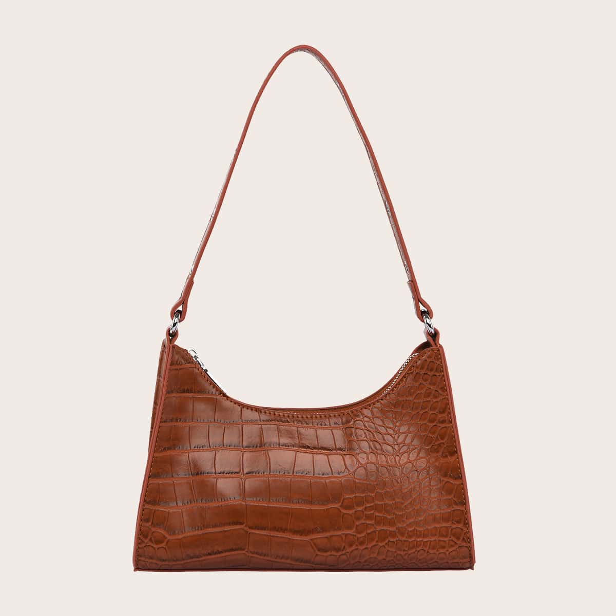 

Croc Embossed Shoulder Bag, Brown