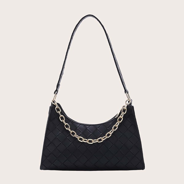 

Braided Chain Shoulder Bag, Black