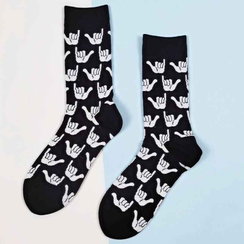 

Gesture Pattern Socks, Black