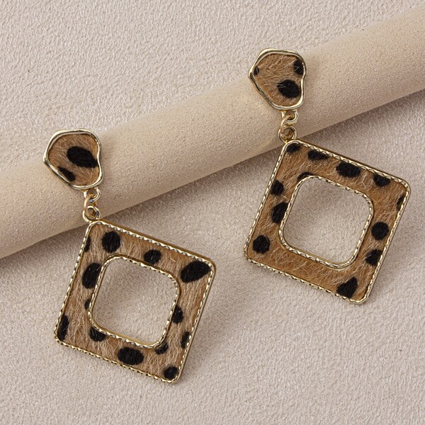 

Hollow Square Drop Earrings, Multicolor