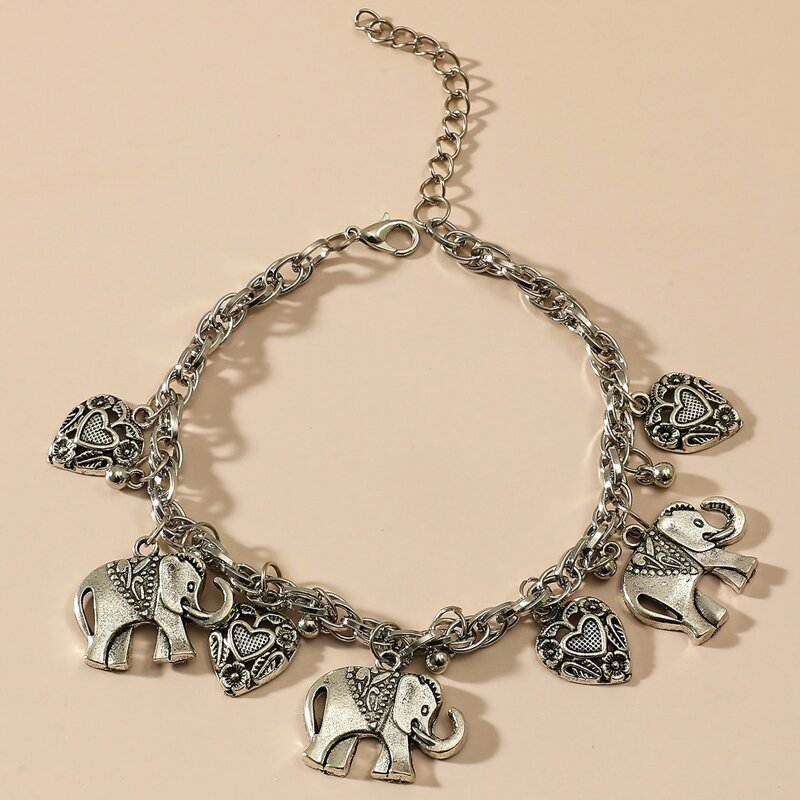 

Animal Heart Charm Bracelet, Antique silver