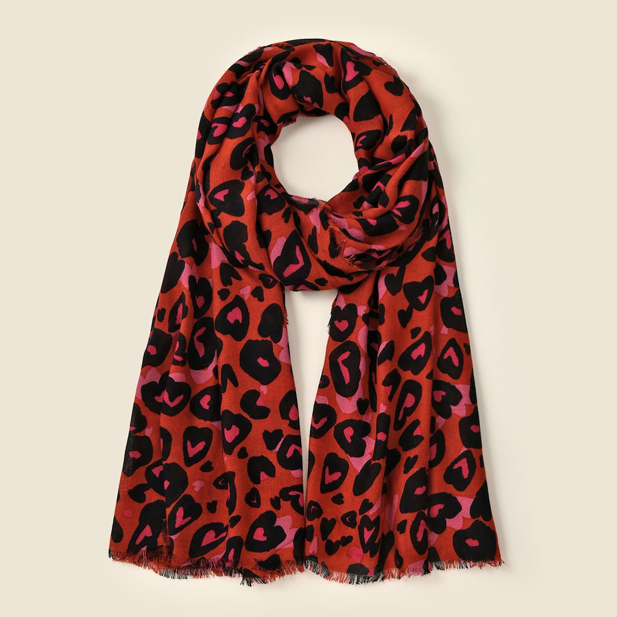

Heart Pattern Scarf, Multicolor