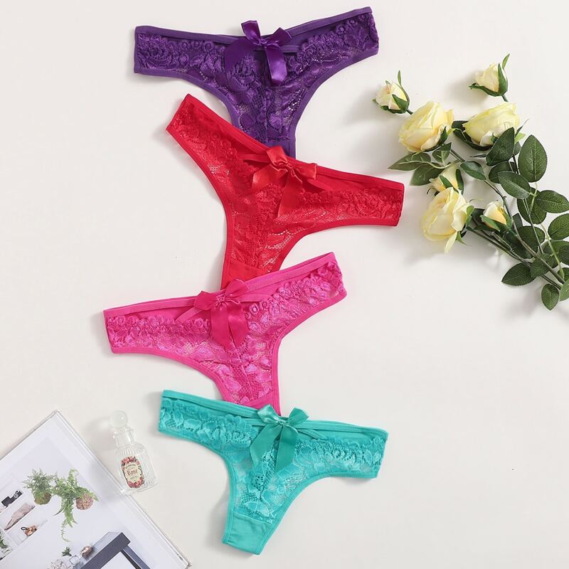 

4pack Lace Bow Panty Set, Multicolor