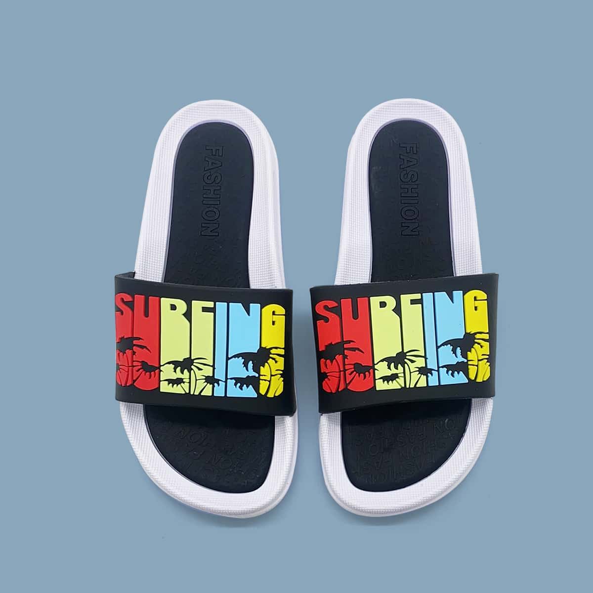 

Guys Colorblock Wide Fit Slides, Black