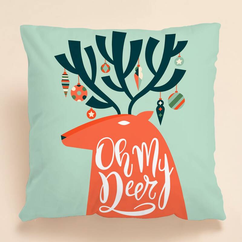 

Christmas Elk Print Cushion Cover Without Filler, Multicolor
