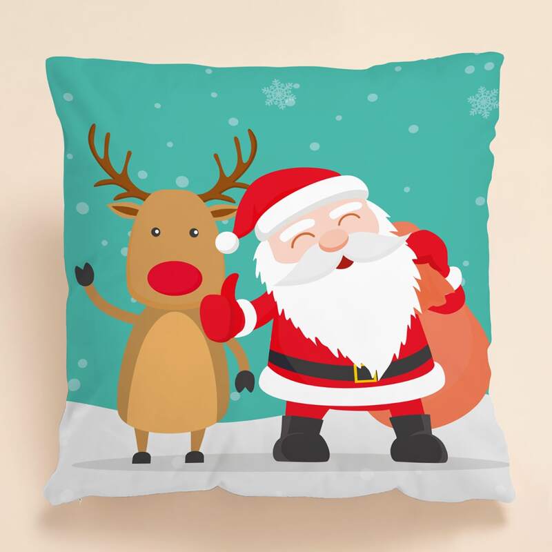 

Christmas Cartoon Graphic Cushion Cover Without Filler, Multicolor