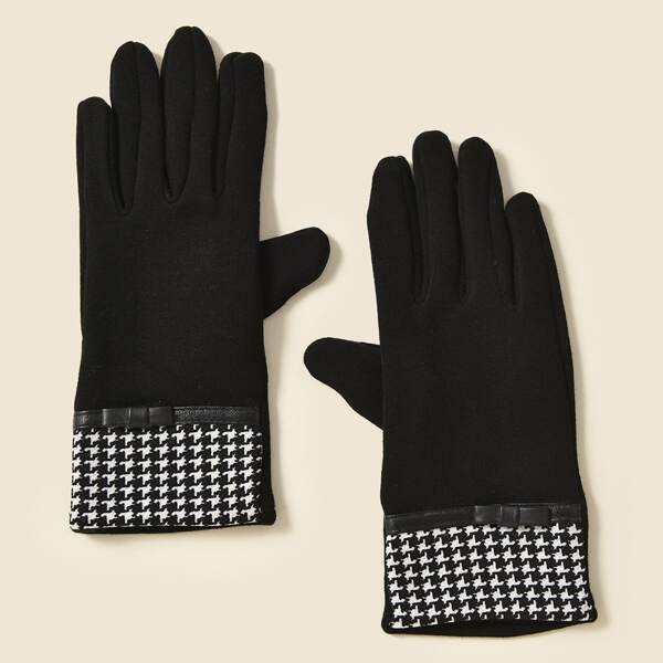 

Bow Detail Gloves, Black and white