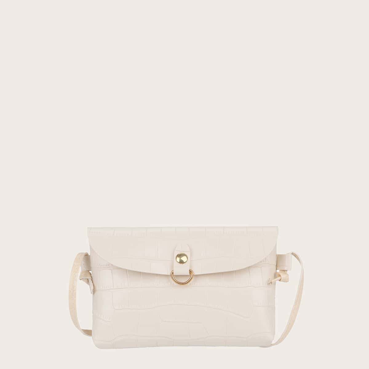 

Croc Embossed Crossbody Bag, Beige