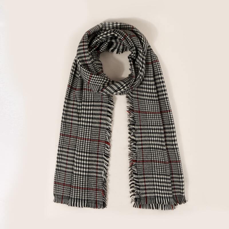 

Guys Plaid Pattern Scarf, Black