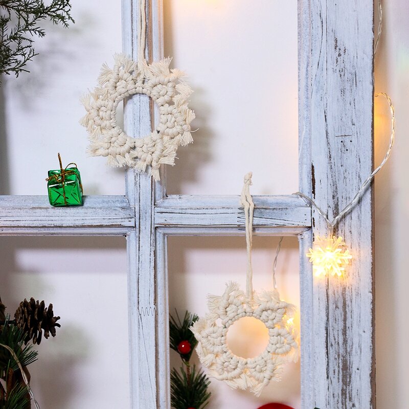 

1pc Snowflake Shaped Woven Wall Hanging, Beige