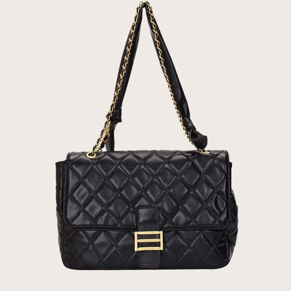 

Quilted Chain Shoulder Bag, Black