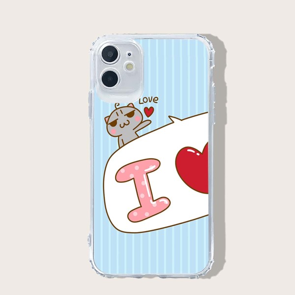 

Striped & Cartoon Graphic iPhone Case, Multicolor