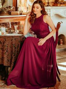 EVERPRETTY Đầm Dây kéo màu trơn Màu Đỏ Sâu Hấp dẫn - Màu Đỏ Sâu - Xem 1