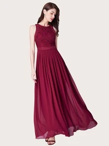 EVERPRETTY Đầm Dây kéo màu trơn Màu Đỏ Sâu Hấp dẫn - Màu Đỏ Sâu - Xem 6