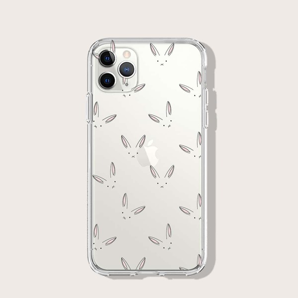 

Rabbit Print Transparent iPhone Case, Clear