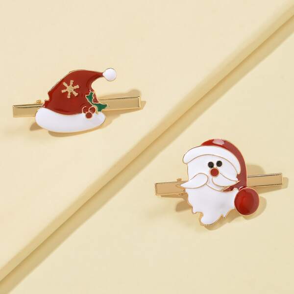 

2pcs Christmas Cartoon Hair Clip, Multicolor