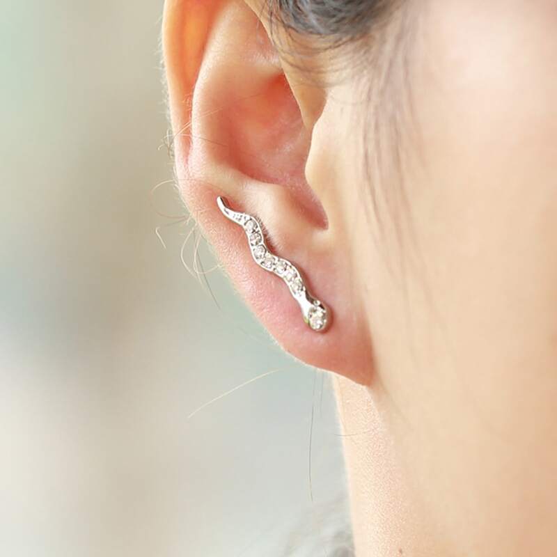 

Rhinestone Snake Stud Earrings, Gold