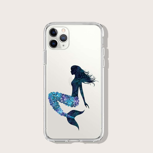 

Mermaid Print Transparent iPhone Case, Blue clear