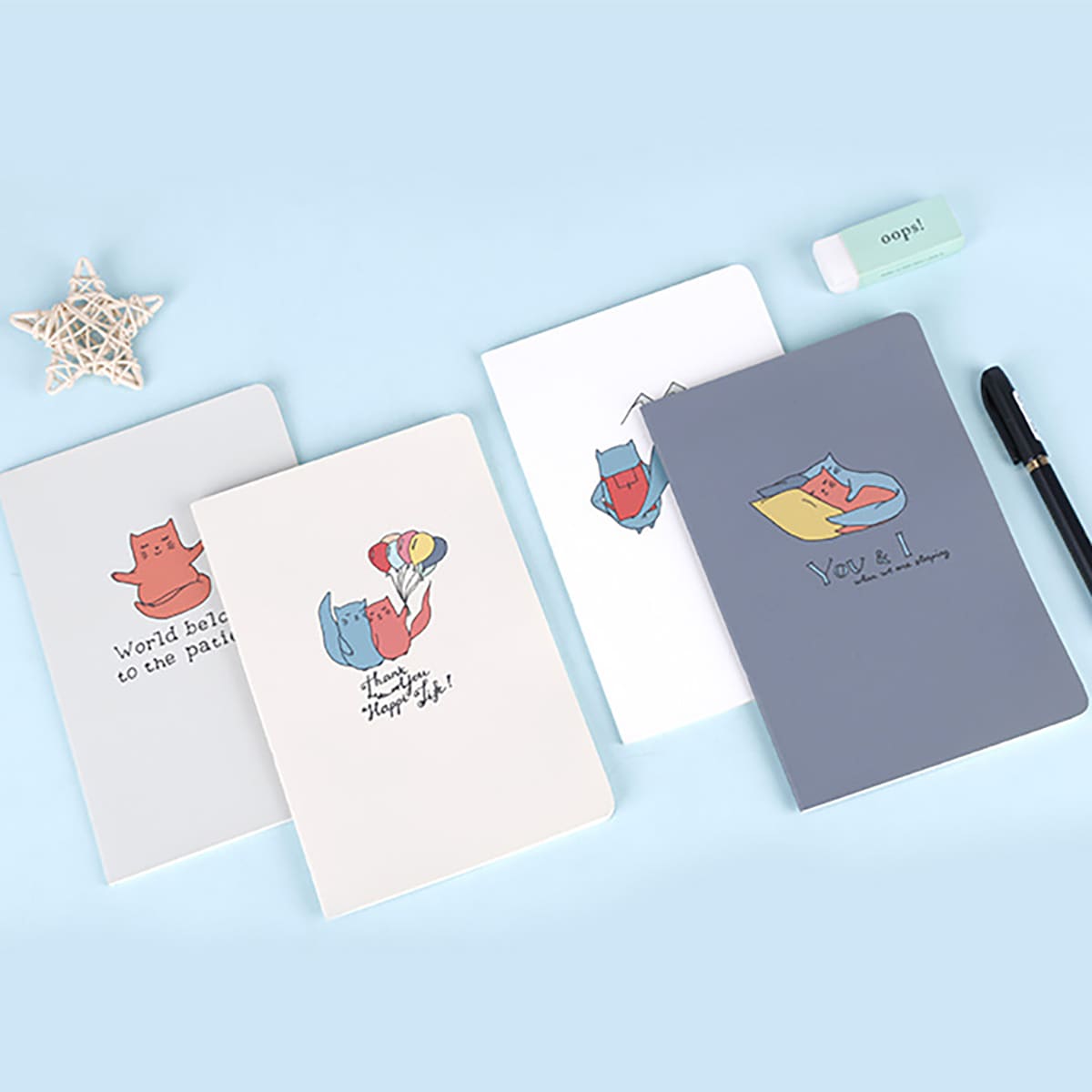 

1pack Cat Print Cover Random Notebook, Multicolor