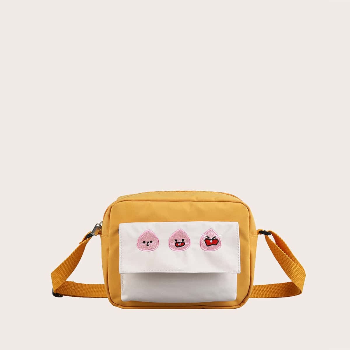 

Cartoon Flap Pocket Crossbody Bag, Yellow