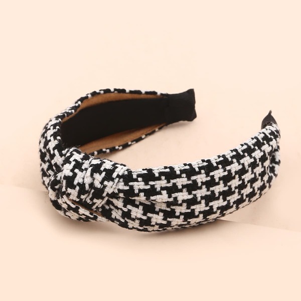

Houndstooth Pattern Hair Hoop, Black and white