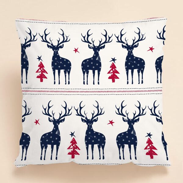 

Christmas Elk Print Cushion Cover Without Filler, Multicolor