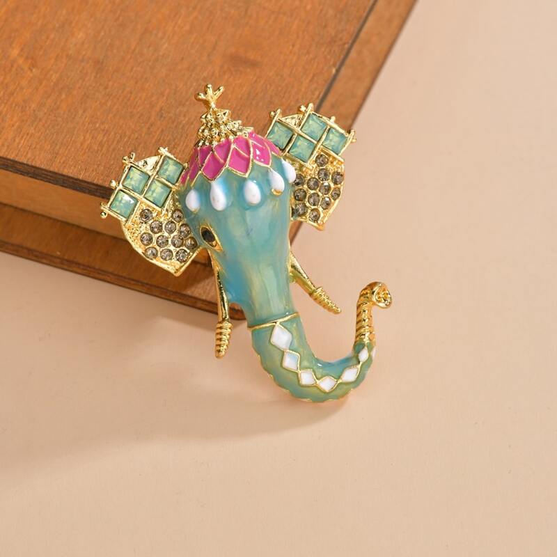 

Elephant Design Brooch, Multicolor