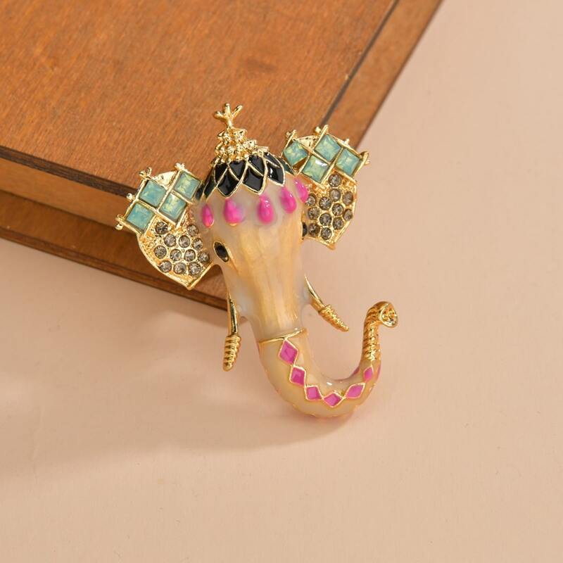 

Elephant Design Brooch, Multicolor