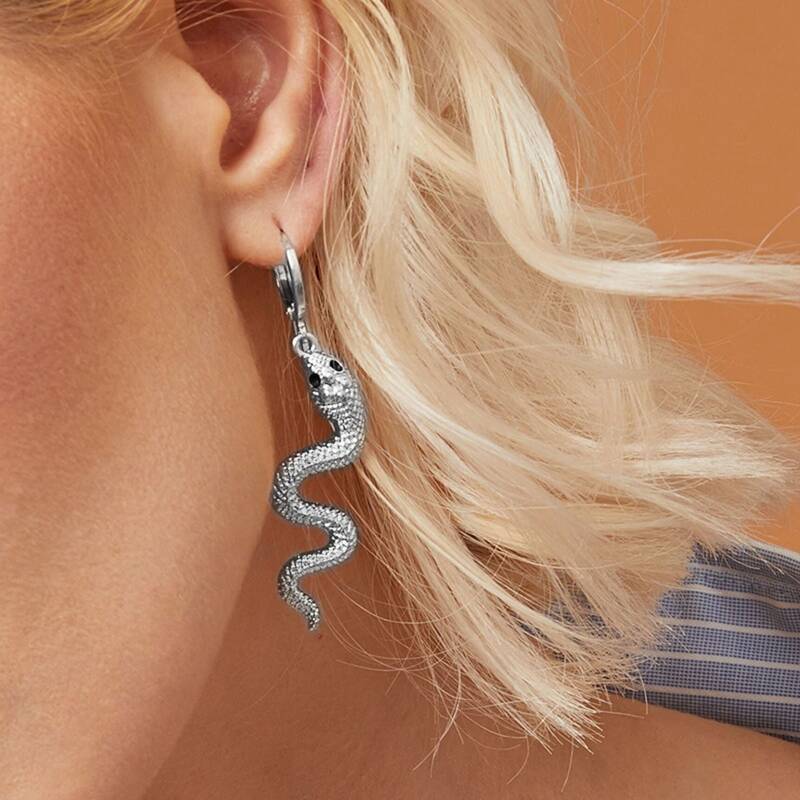 

Snake Drop Earrings, Silver