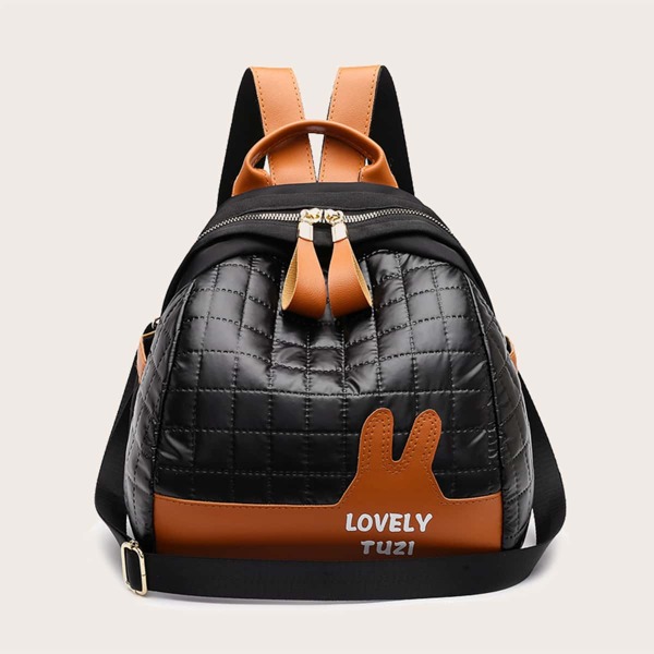 

Stitch Detail Backpack With Detachable Strap, Black