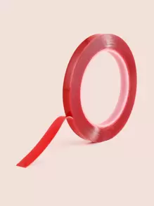 1卷雙面膠帶壓在指甲上粘合劑強力粘性安裝膠帶壓在指甲包裝 - 紅色 - 查看 1