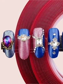 1卷雙面膠帶壓在指甲上粘合劑強力粘性安裝膠帶壓在指甲包裝 - 紅色 - 查看 2