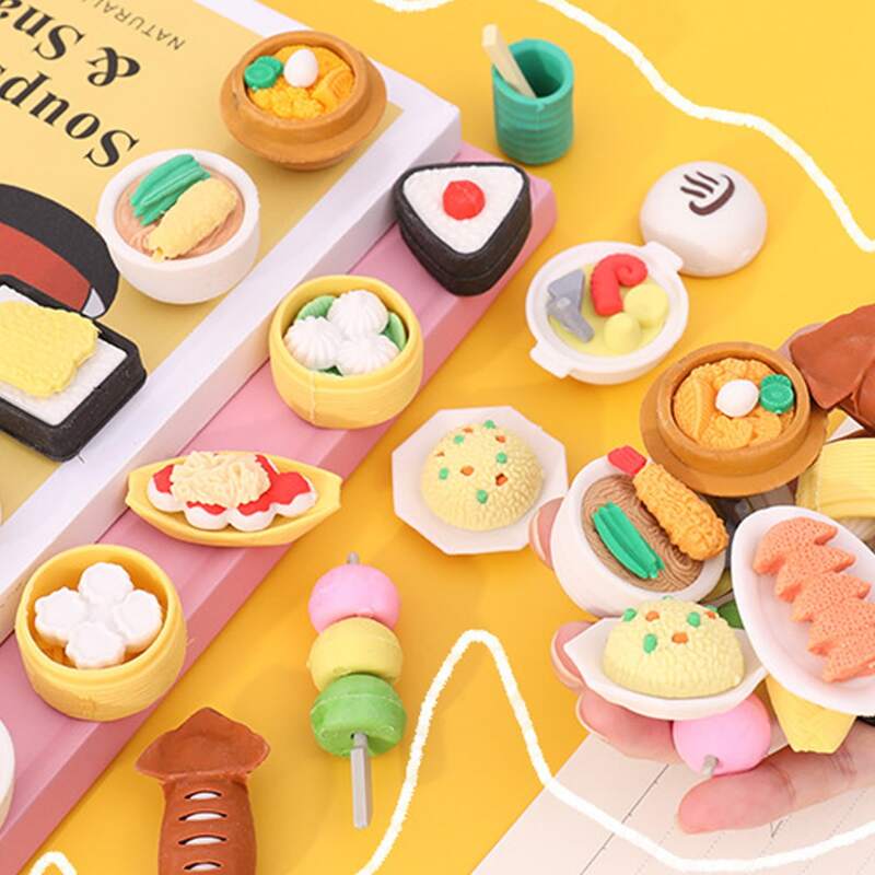 

4pcs Cartoon Food Design Random Eraser, Multicolor