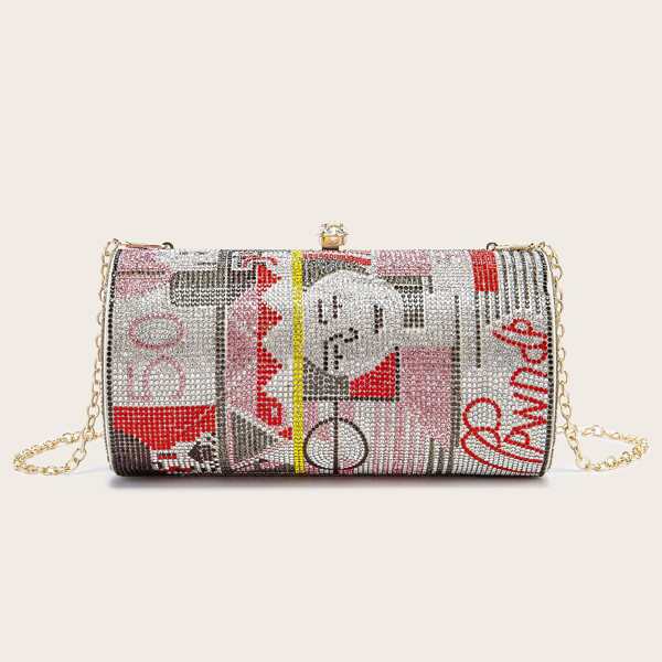 

Figure Graphic Rhinestone Clutch Bag, Red