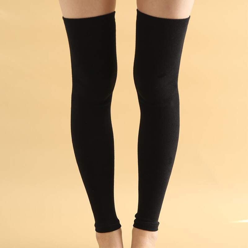 

1pair Plain Over The Knee Leg Warmers, Black