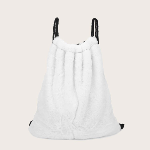 

Faux Fur Decor Backpack, White