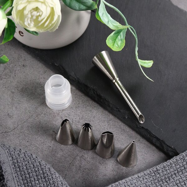 

6pcs Piping Nozzle & Converter Set, Silver