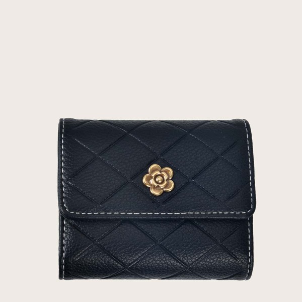 

Girls Metal Floral Decor Purse, Black