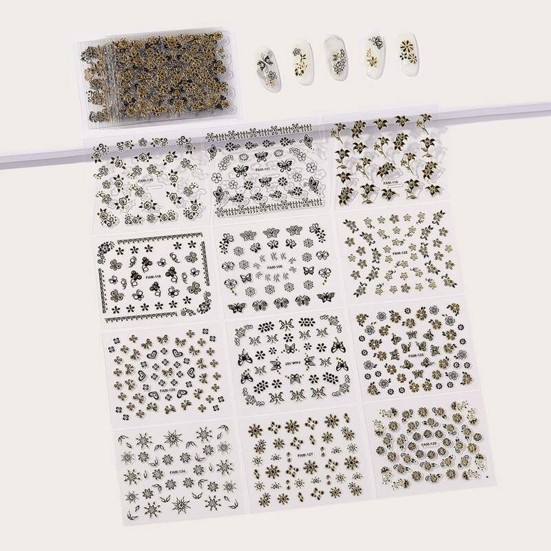 

30sheets Butterfly & Flower Pattern Nail Sticker, Multicolor