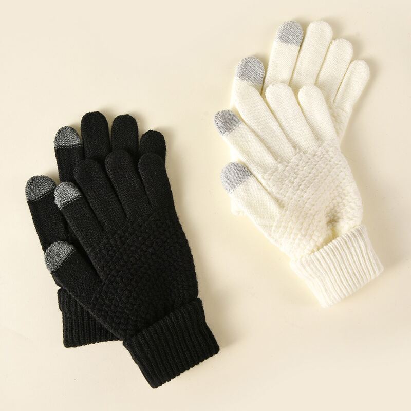 

2pairs Simple Knitted Gloves, Multicolor